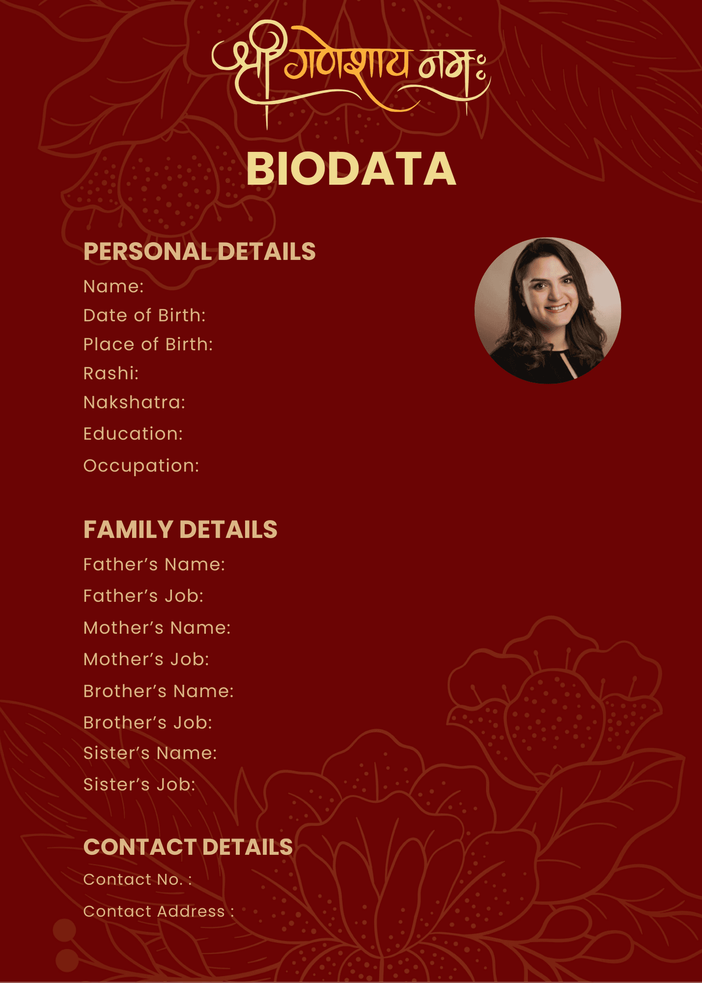 Biodata design sample 8