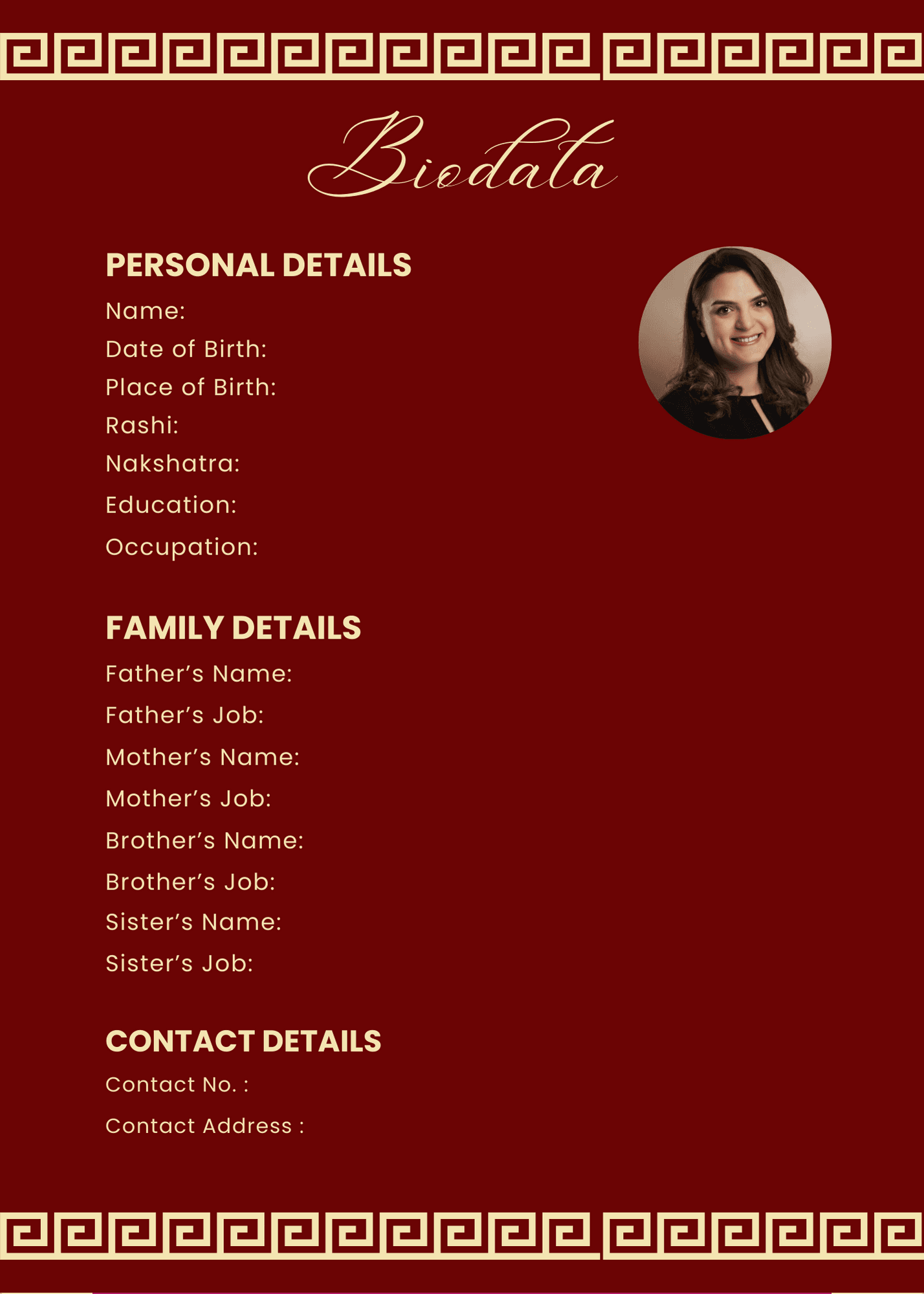 Biodata design sample 9