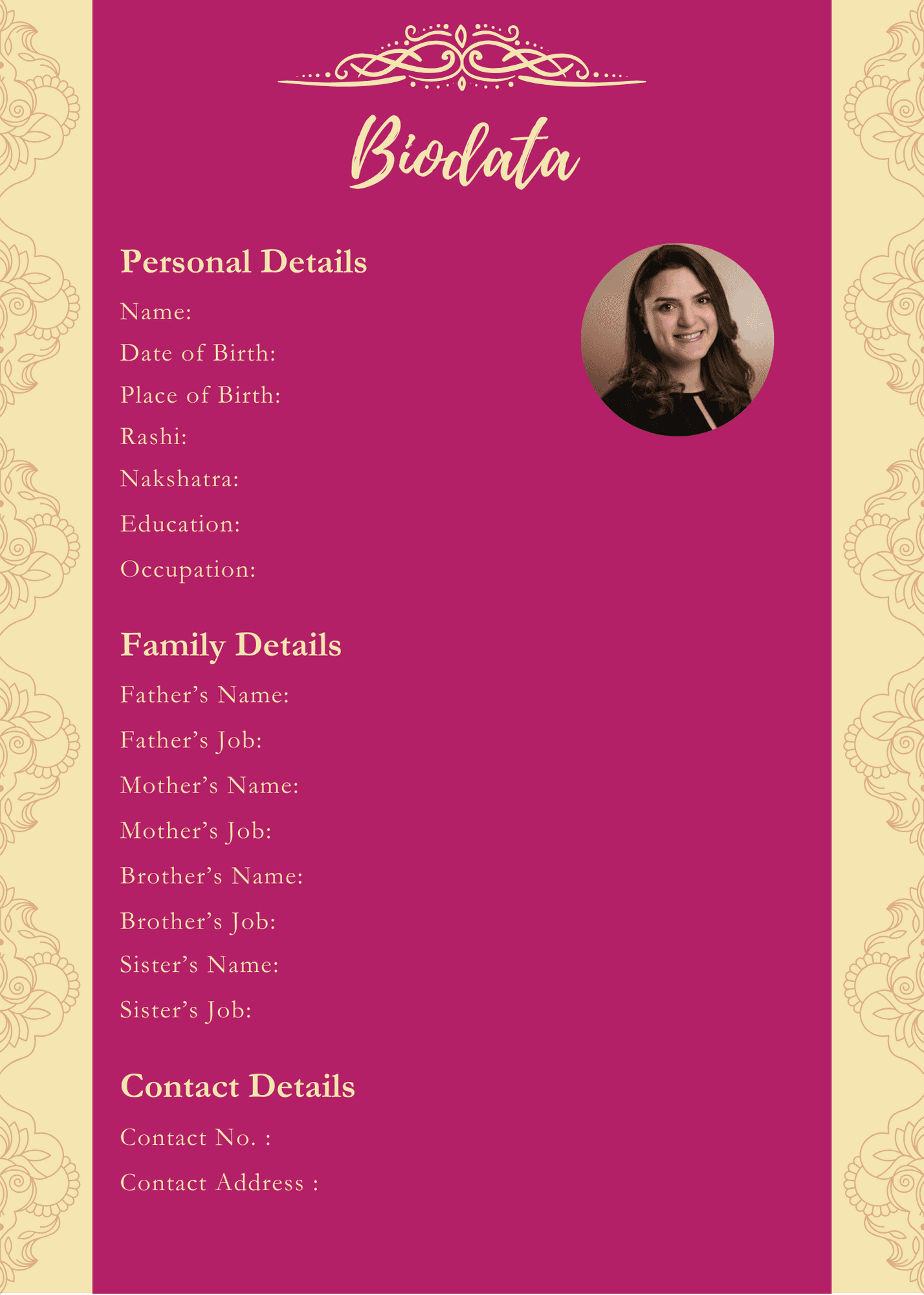 Biodata design sample 10