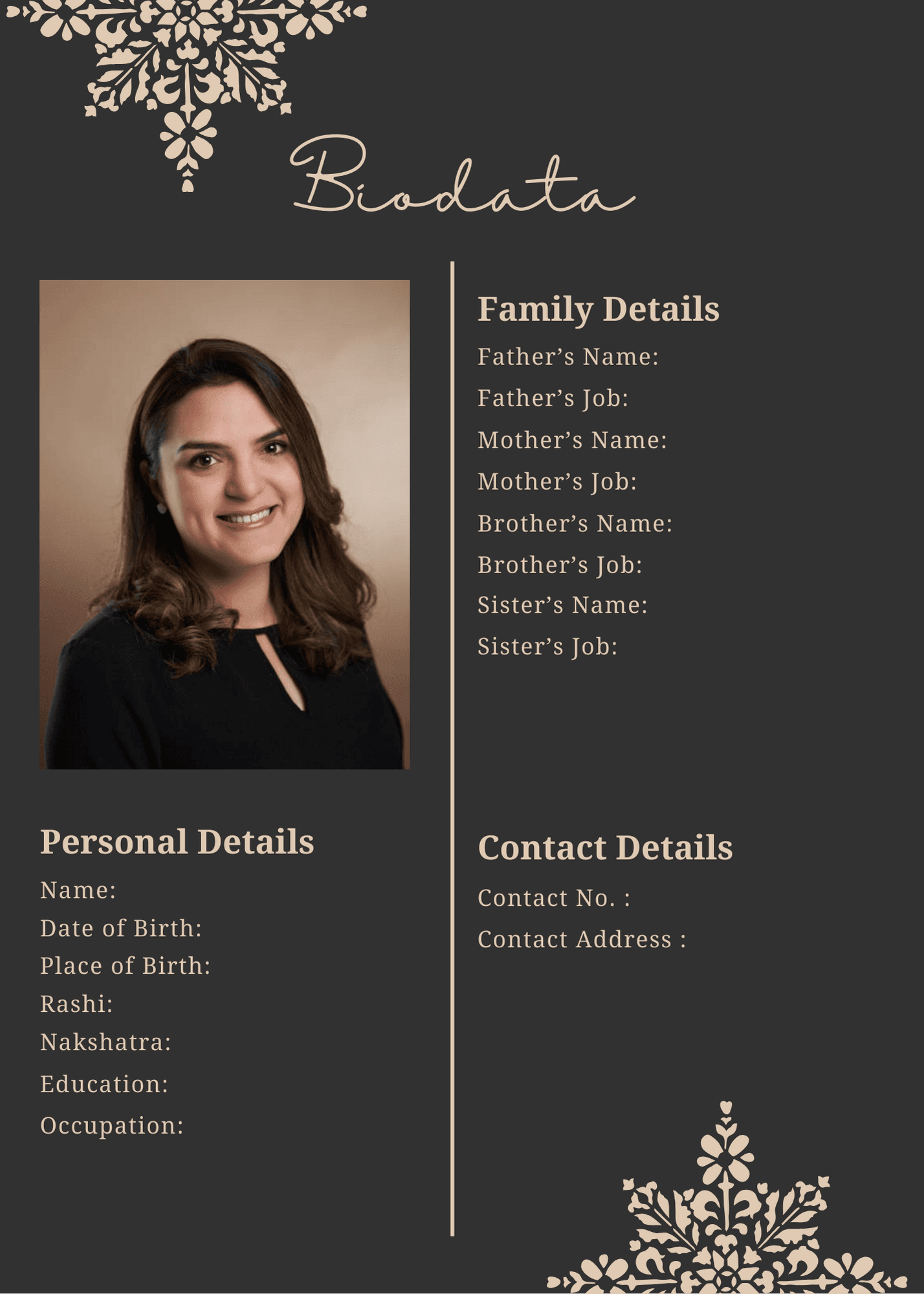 Biodata design sample 11