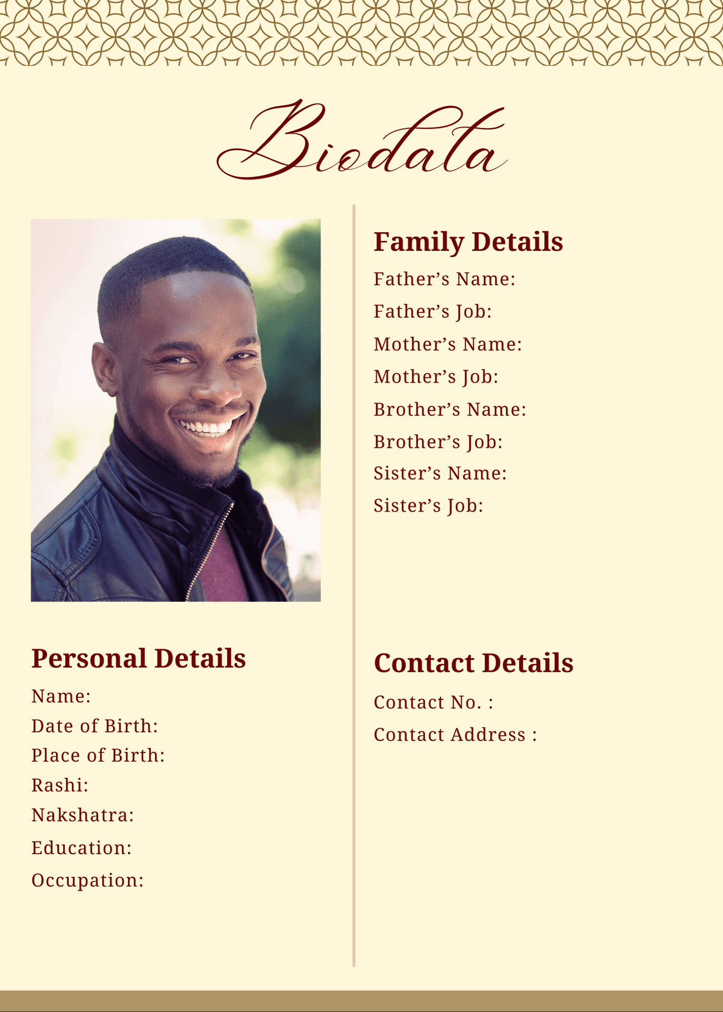 Biodata design sample 12