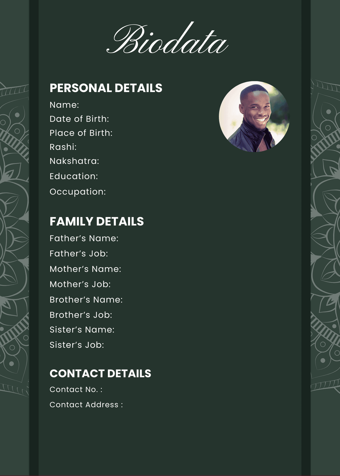 Biodata design sample 14