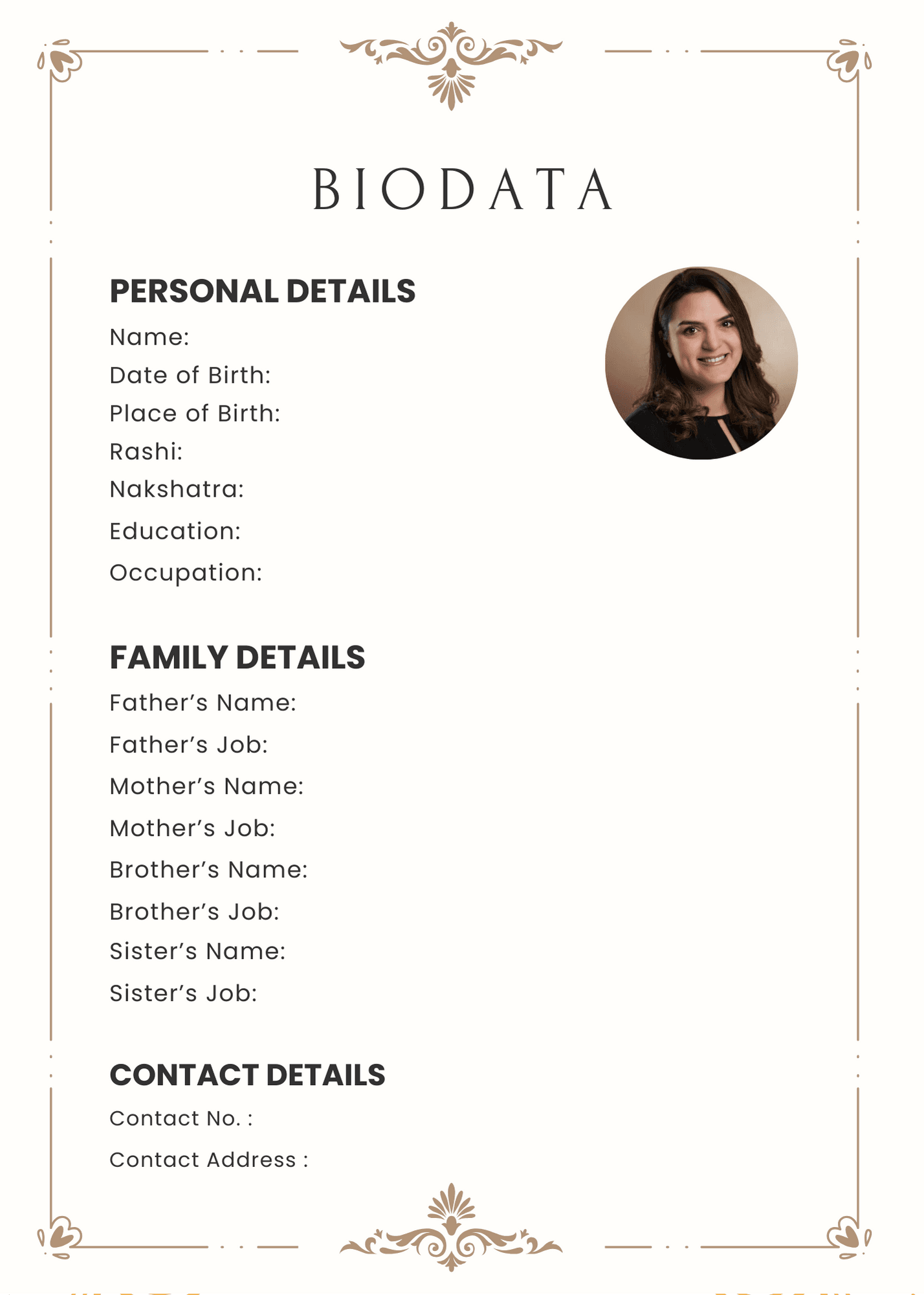 Biodata design sample 4