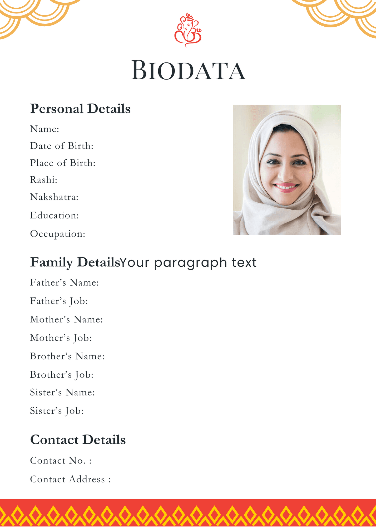 Biodata design sample 5